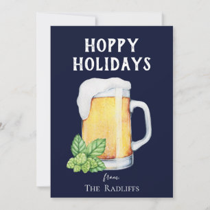 Hoppy Helgdagars Beer Mugg Flat Blue Helgdag Card Julkort