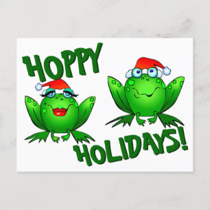 Hoppy Helgdagars Cute Tecknad jul Frogs Vykort