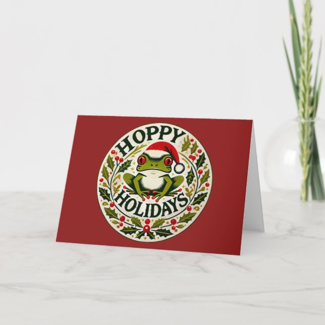 Hoppy Helgdagars Frog jul Kort (Framsida)