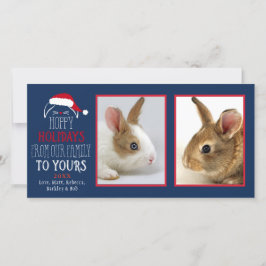 Hoppy Helgdagars Jul Rabbit Pet Photocard Julkort