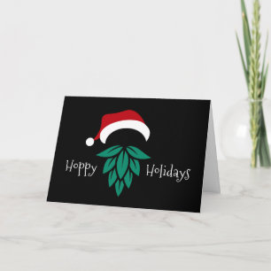 Hoppy Helgdagars Santa Hat & Skutt Beard Helgkort