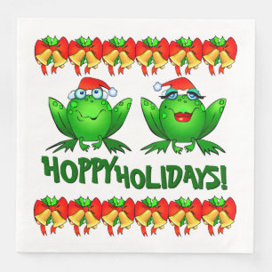 Hoppy Helgdagars Tecknad jul Frogs Bows Klockor Pappersservett