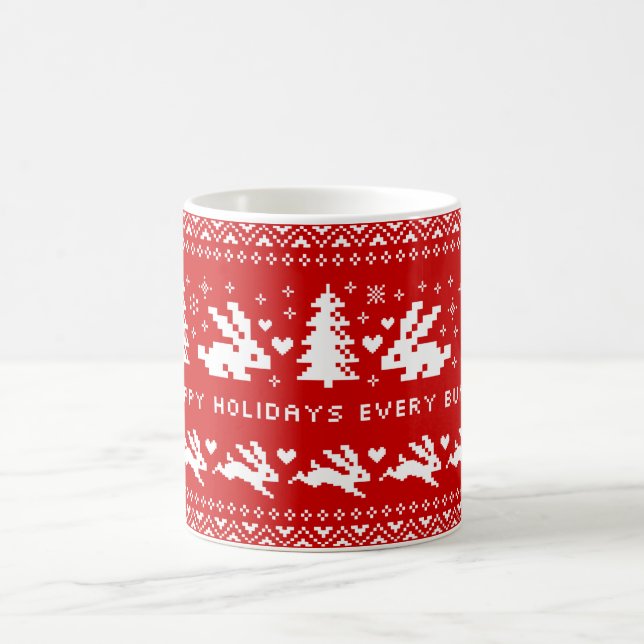 Hoppy Helgdagars Varje Bunny Cute White Rabbits Kaffemugg (Center)