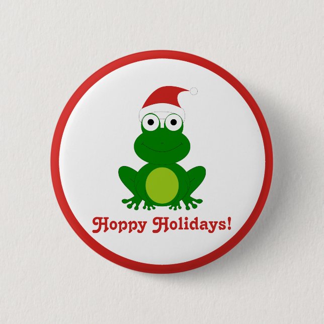 Hoppy helgdagarSanta groda Knapp (Framsida)