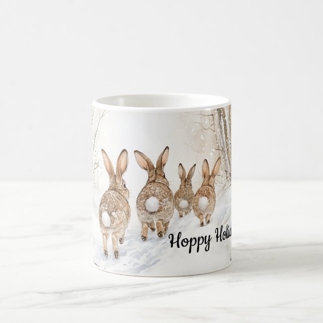 Hoppy Holidays Bunny Rabbit Winter Snow Kaffemugg (Center)