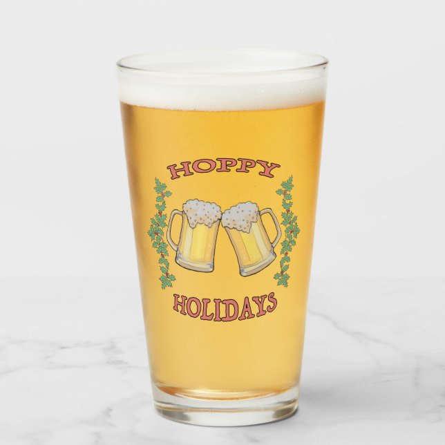 Hoppy HolidaysChristma Beer dricksglas. Glaskopp (Framsida fylld)