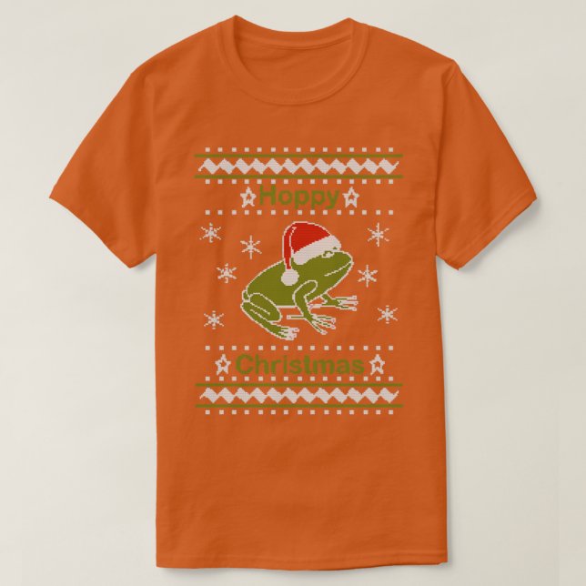 Hoppy jul Frog Ugly Sweater T Shirt (Design framsida)