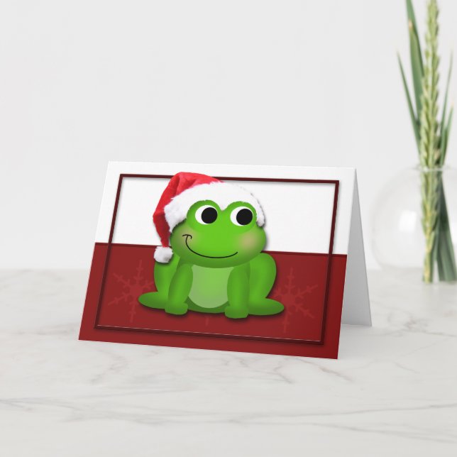 Hoppy kort för Froggy för julSanta hatt (Framsida)
