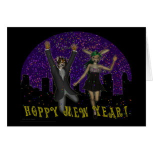 Hoppy Mew-årskort Hälsningskort