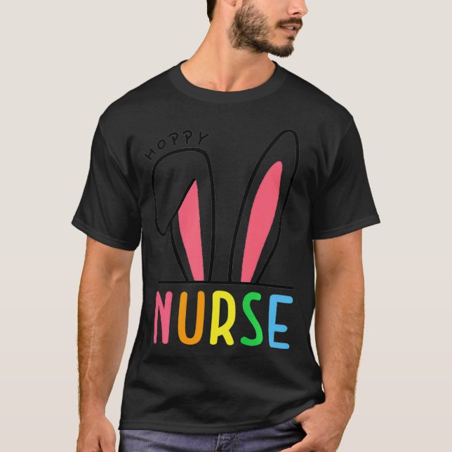 Hoppy Nurse Bunny Cute Funny Påsk Day för manar Wo T Shirt (Framsida)