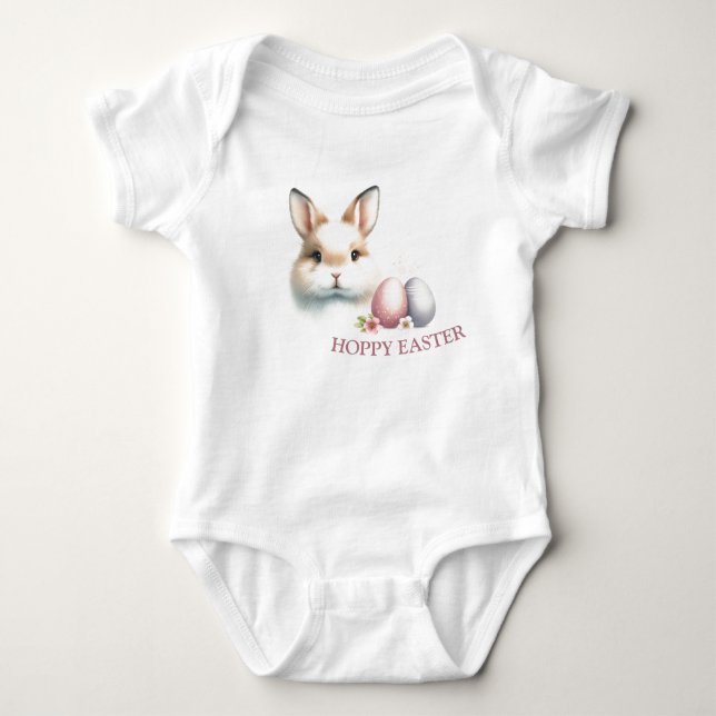 Hoppy Påsk Baby Bodydress - Bunny Ansikte & Eggs T Shirt (Framsida)