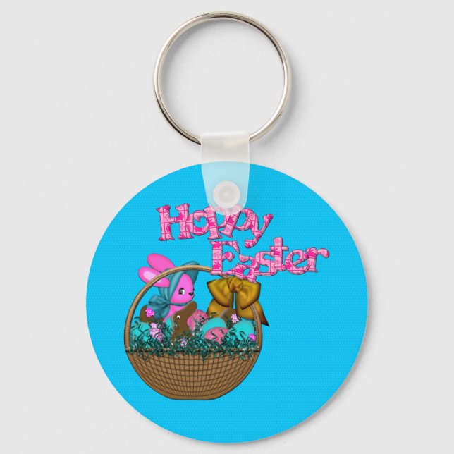 Hoppy Påsk Basket Nyckelring (Framsida)
