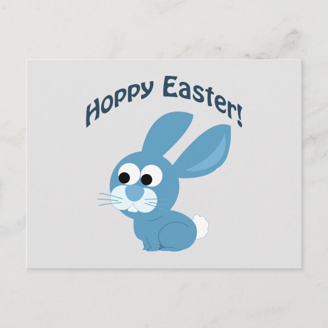 Hoppy Påsk! Blå kanin Helg Vykort (Framsida)