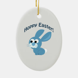 Hoppy Påsk! Blå kanin Julgransprydnad Keramik