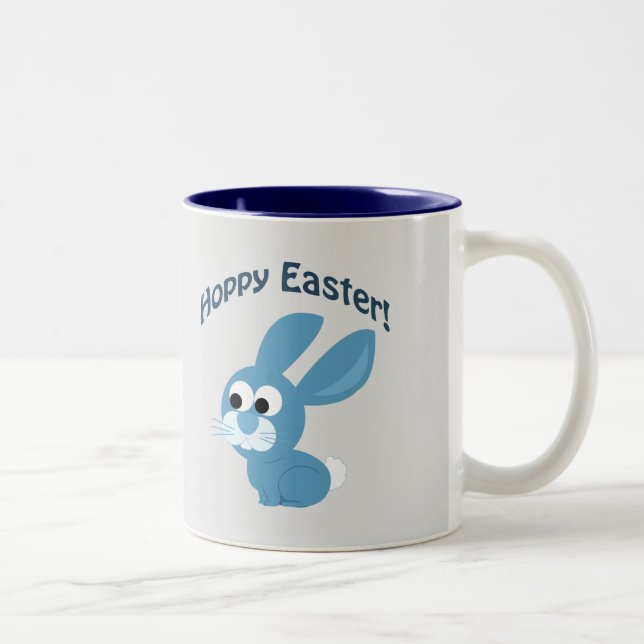Hoppy Påsk! Blå kanin Två-Tonad Mugg (Höger)