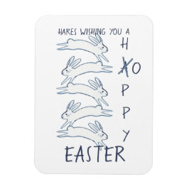 Hoppy Påsk Blue Rabbit Hare Simple Teckning Cute Magnet