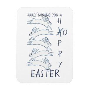 Hoppy Påsk Blue Rabbit Hare Simple Teckning Cute Magnet