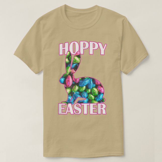 Hoppy Påsk Chocolate Påskhare  T Shirt (Design framsida)