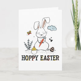 Hoppy Påsk Cute Doodle Påskhare Kort