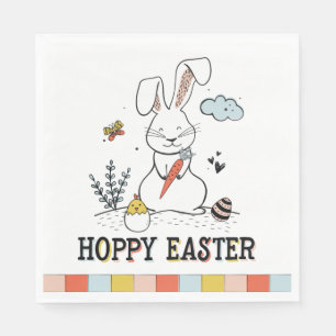 Hoppy Påsk Cute Doodle Påskhare Pappersservett