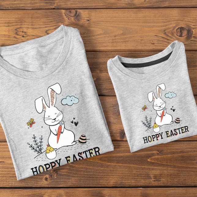 Hoppy Påsk Cute Doodle Påskhare T-Shirt (Skapare uppladdad)