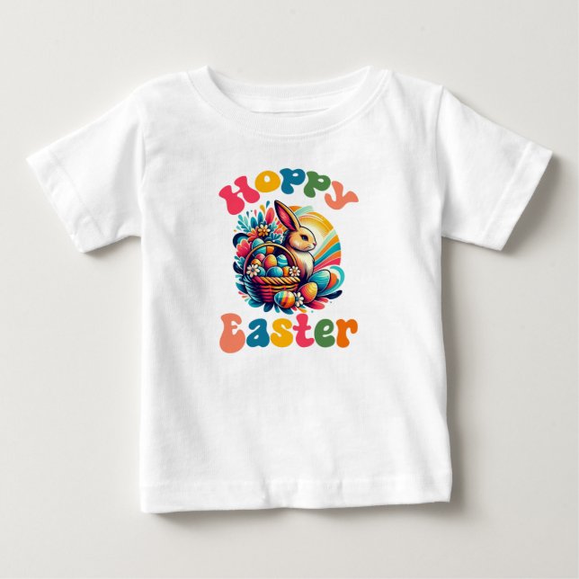 Hoppy Påsk, Cute Påskägg T Shirt (Framsida)