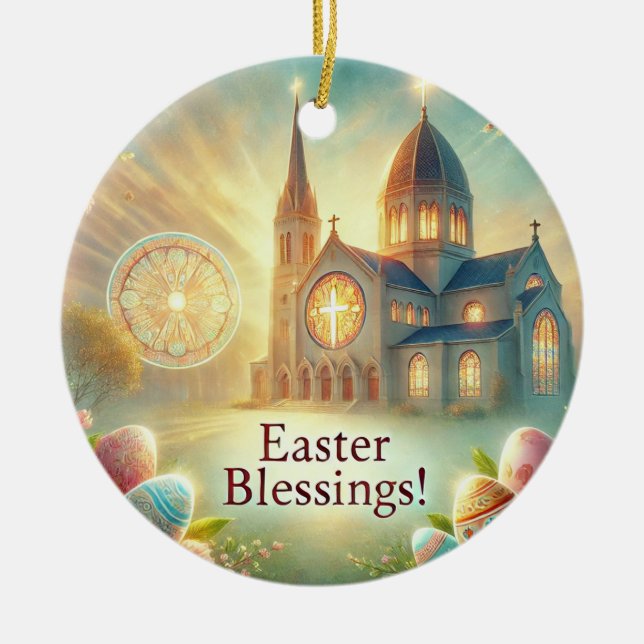 "Hoppy Påsk: En dag för Kärlek & Skratt" Julgransprydnad Keramik (Framsidan)