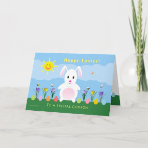 Hoppy påsk för Godson - påskhare Helgkort