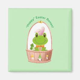 "Hoppy" Påsk Frog Bunny Öron Basket Gnome Magnet