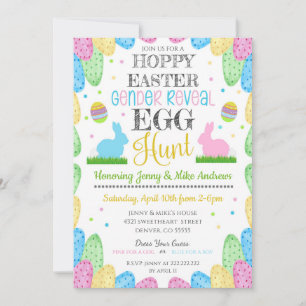 Hoppy Påsk Gender Reveal Party-inbjudan Inbjudningar