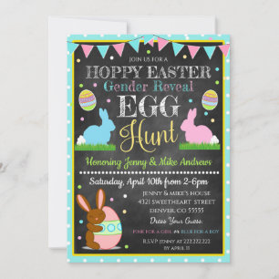 Hoppy Påsk Gender Reveal Party-inbjudan Inbjudningar