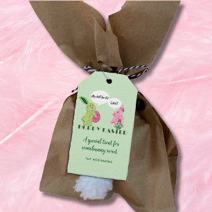 Hoppy Påsk Grönt Rosa Påskhare Presentetikett