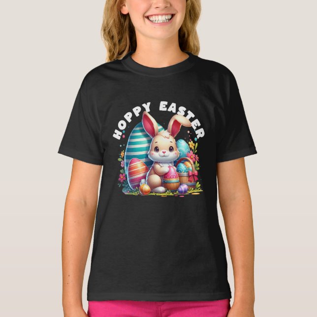 Hoppy Påsk Kawaii Bunny Glad påsk T Shirt (Framsida)