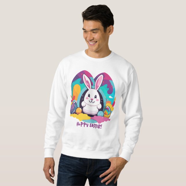 Hoppy Påsk! Lång Ärmad Tröja (Hel framsida)