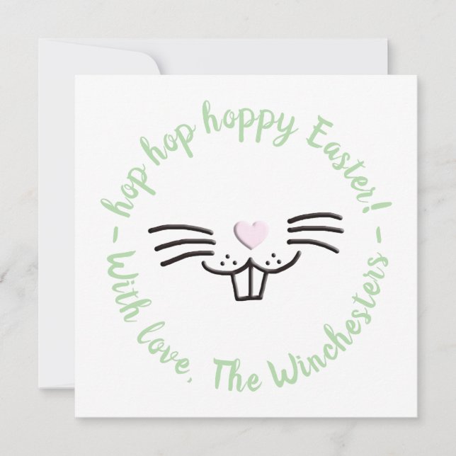 Hoppy Påsk lustig, ansikte tecknad anpassningsbar Julkort (Framsida)