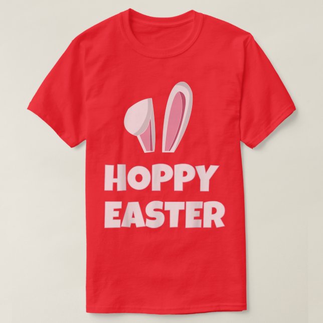 Hoppy Påsk med Bunny Öron  T Shirt (Design framsida)