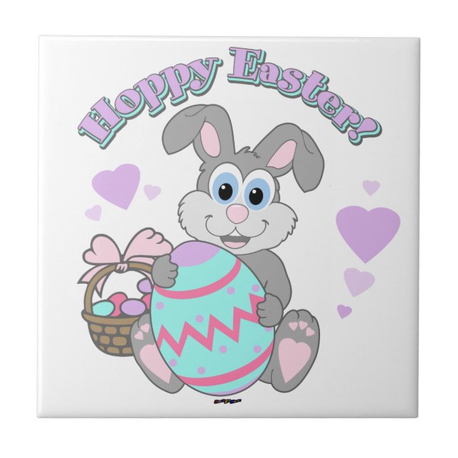 Hoppy Påsk!Påskhare Kakelplatta (Framsidan)