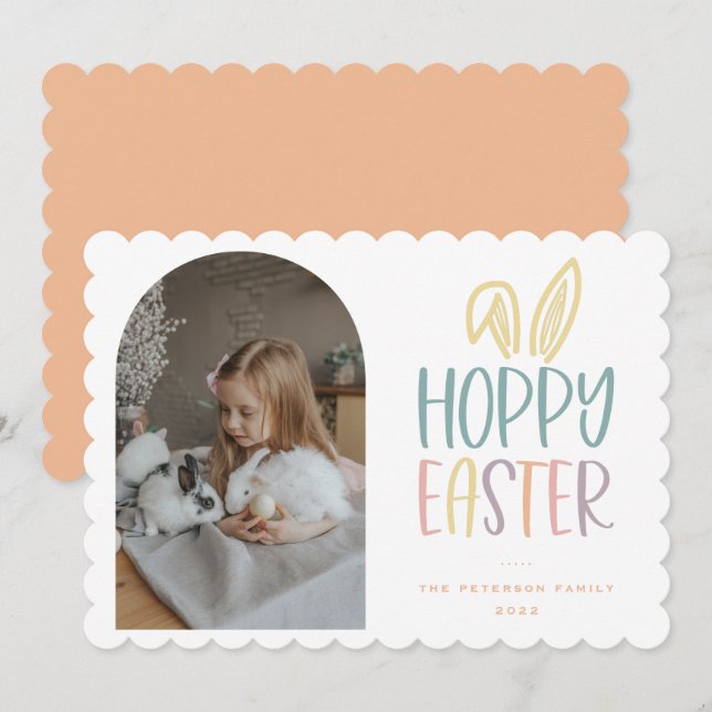 Hoppy Påsk Photo Helgdag Card Julkort (Fram/baksida)