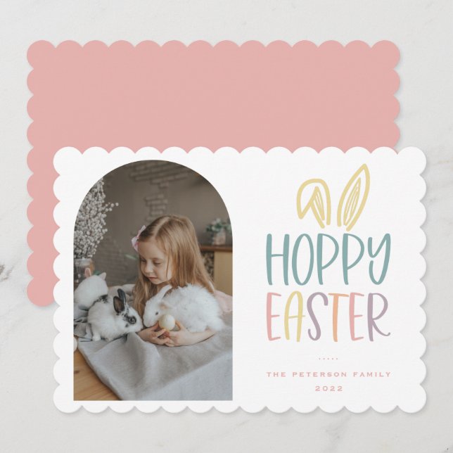 Hoppy Påsk Photo Helgdag Card Julkort (Fram/baksida)