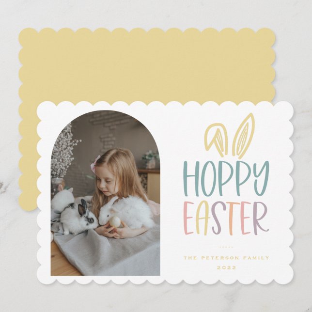 Hoppy Påsk Photo Helgdag Card Julkort (Fram/baksida)