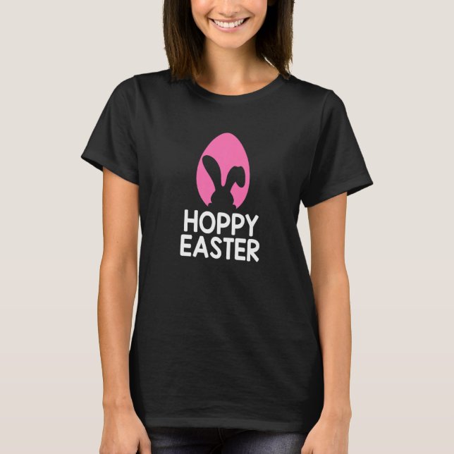 Hoppy Påsk Rabbit Bunny Eggs Hunting Vår Chri T Shirt (Framsida)