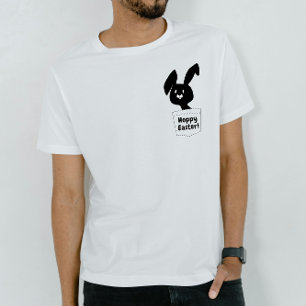 Hoppy Påsk Roligt Black and White Bunny Pun Teckna T Shirt