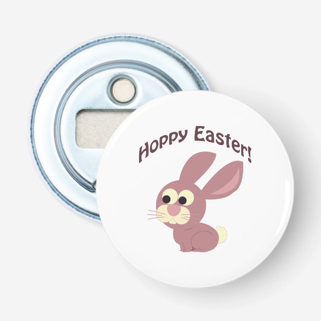 Hoppy Påsk Rosa Bunny Flasköppnare (Framsidan)