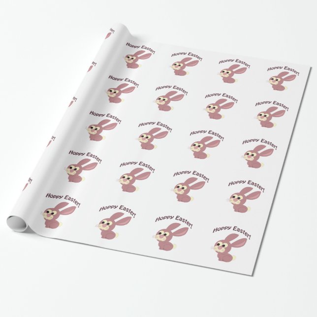 Hoppy Påsk Rosa Bunny Presentpapper (Utrullad)