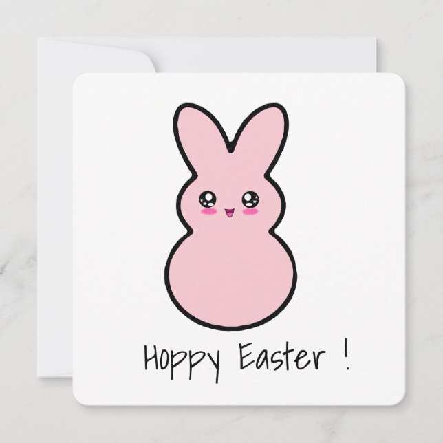 Hoppy Påsk Rosa Cute Bunny Card Julkort (Framsida)
