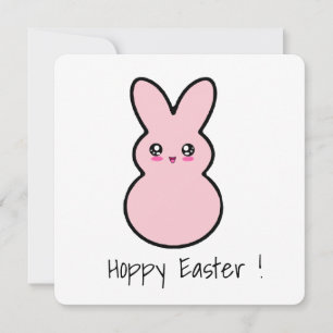 Hoppy Påsk Rosa Cute Bunny Card Julkort