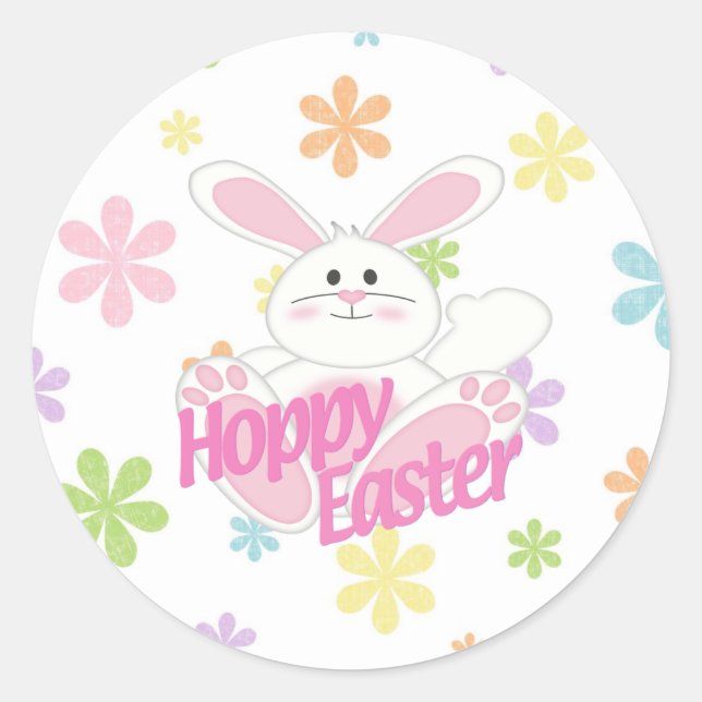 Hoppy Påsk Runt Klistermärke (Framsida)