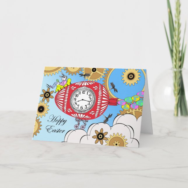 Hoppy Påsk, Steampunk Inspired Egg Maskin Helgkort (Framsida)