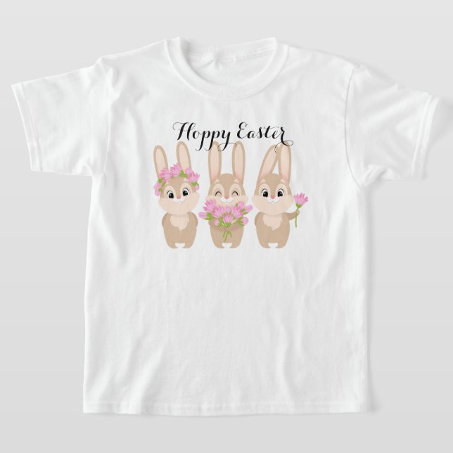 Hoppy Påsk Three Cute Påskhares T Shirt (Laydown)