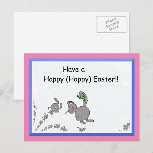 Hoppy Påsk vycard Helg Vykort (Fram/baksida)